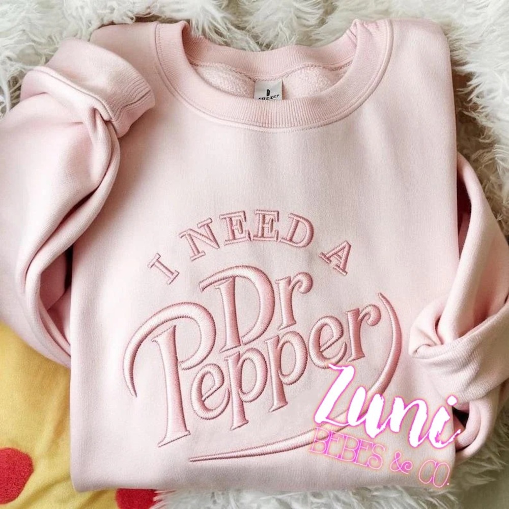 Light Pink embroider Dr Pepper sweatshirt